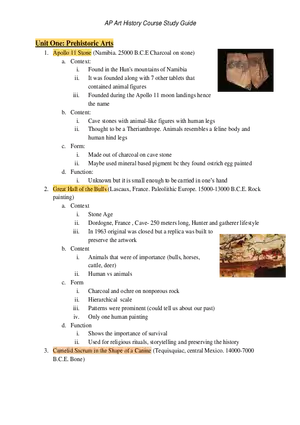 AP Art History Unit 1 Prehistoric Arts