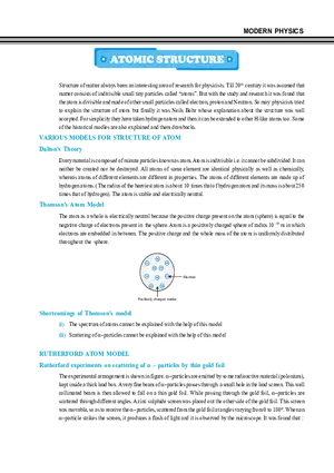 Modern Physics Atomic Structure