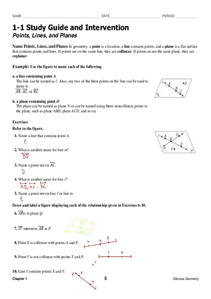 1-1 Study Guide and Intervention