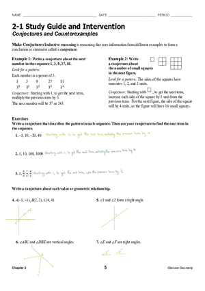 2-1 Study Guide and Intervention