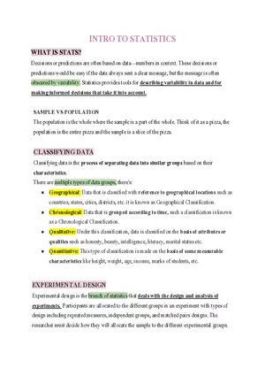 Statistics Intro to Statistics
