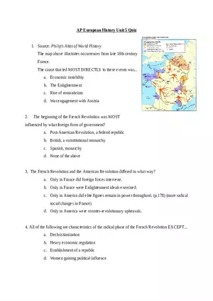 AP European History Unit 5 Quiz