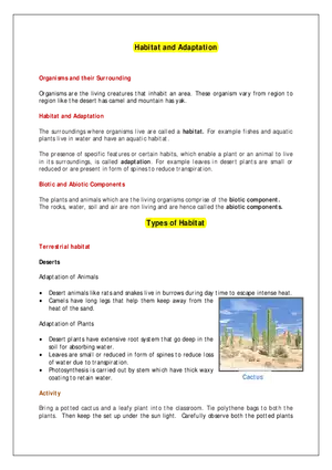 Habitat and Adaptation