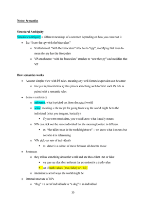 Linguistics Study Guide Semantics