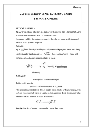 Aldehydes, Ketones and Carrboxylic Acids Physical Properties
