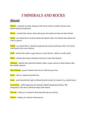 5 Minerals and Rocks