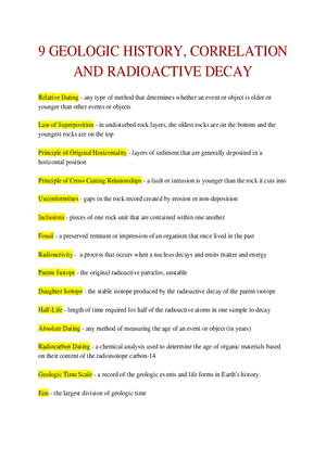 9 Geologic History, Correlation and Radioactive Decay