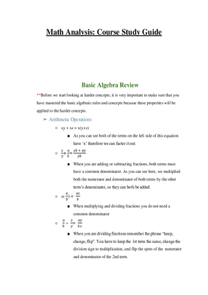 Basic Algebra Review