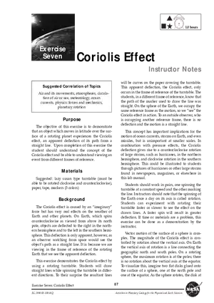 Coriolis Effect - Instructor Notes