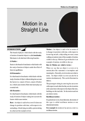 Motion in a Straight Line