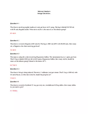Maternal Newborn Dosage Calculation