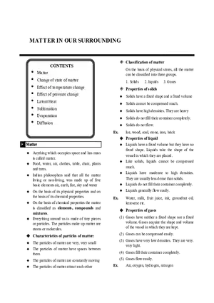 Matter in Our Surrounding