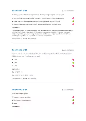 CFA 2020 Level I Measures of Leverage Answers