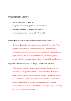 World Civilizations Perestroika and Glasnost