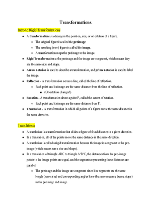Pre Algebra Transformations