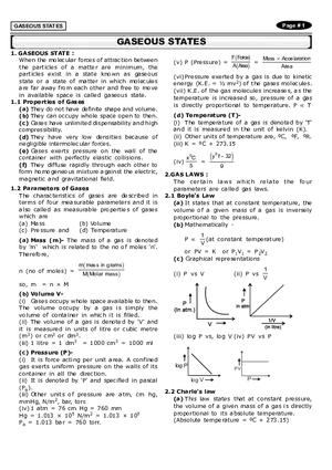 Gaseous States Notes