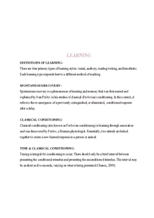 Psychology  6. Learning