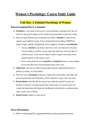 Women’s Psychology Unit 1