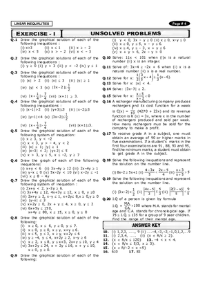 Linear Inequalities Exercise - I