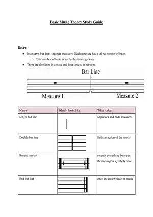 Basic Music Theory Study Guide