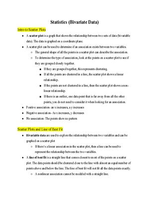 Pre Algebra Statistics (Bivariate Data)