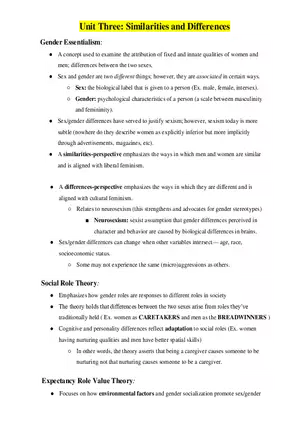 Women’s Psychology Unit 3