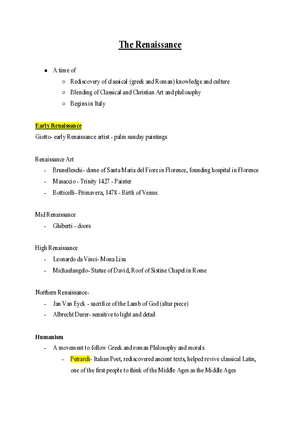 European History The Renaissance