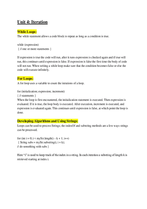 AP Computer Science A   Unit 4 Iteration