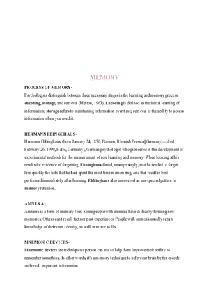 Psychology  7. Memory
