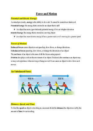 Force and Motion Notes