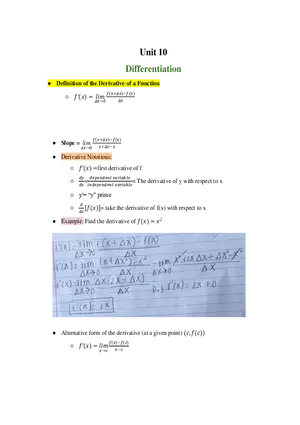 Unit 10 Differentiation