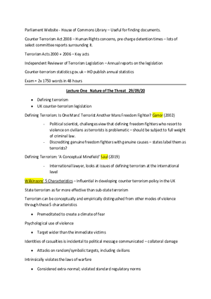 Lecture 1 Defining Terrorism
