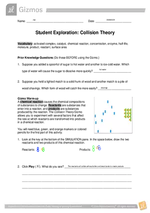 Student Exploration: Collision Theory