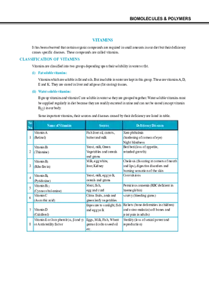 Biomolecules & Polymers Vitamins