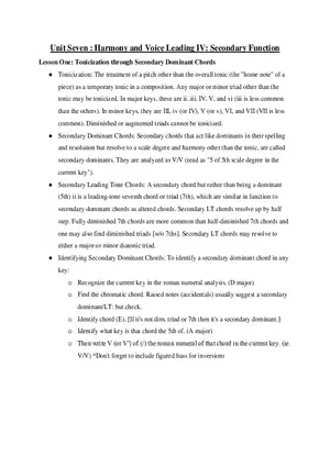 AP Music Theory Unit 7 Harmony and Voice Leading IV