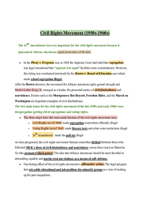 United States History Civil Rights Movement (1950s-1960s)