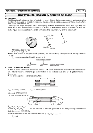 Rotational Motion & Center of Mass  Notes