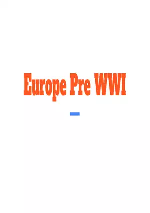 Europe Pre WWI