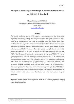 Analysis of Rear Suspension Design in Electric Vehicles