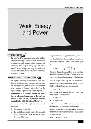Work, Energy and Power