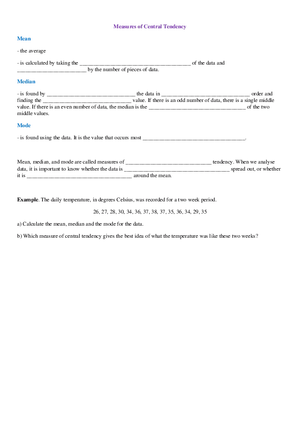 Measures of Central Tendency