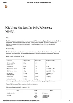 PCR Using Hot Start Taq DNA Polymerase