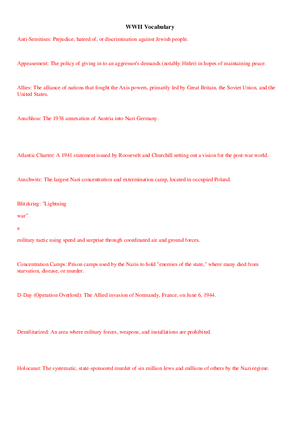WWII Vocabulary