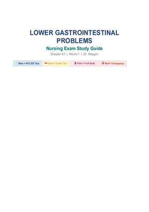 Lower GI: Study Guide Final