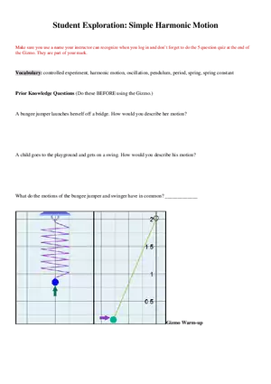 Chapter 6: Simple Harmonic Motion Gizmo