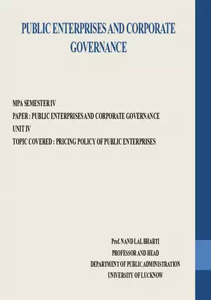 Pricing Policy and Strategies