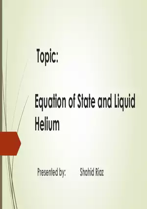 Equation of State and Liquid Helium
