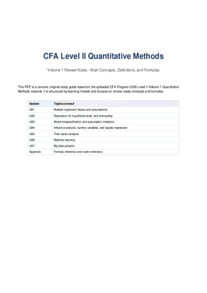 CFA Level II Quantitative Methods