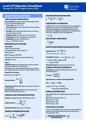 CFA Level I 2025 Cheat Sheet