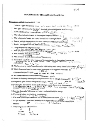 Semester 2 Honors Physics Final Study Guide